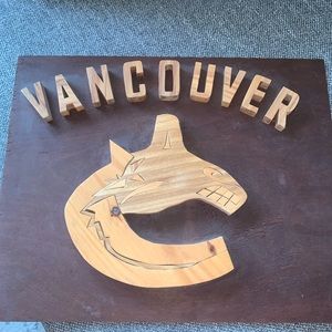 Handmade Artisan Vancouver Canucks Wood Logo
